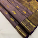 Load image into Gallery viewer, Classic Cocoa Chocolate &amp; Eminence Purple 2gm Zari Kanchipuram Handloom Silk Saree SS26054
