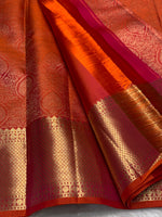 Load image into Gallery viewer, Classic Rustic Orange 2gm Zari Bridal Elegance Kanchipuram Handloom Silk Saree SS28200
