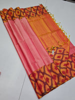 Load image into Gallery viewer, Deep Rose &amp; Orange Double Warp Elegance Kanchipuram Handloom Silk Saree SS20568
