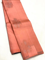 Load image into Gallery viewer, Classic Peach &amp; Berry Plum 1gm Zari Elegance Kanchipuram Handloom Silk Saree SS23544
