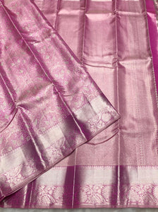 Classic Onion Pink 2gm Zari Kanchipuram Handloom Silk Saree SS26099