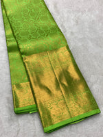 Load image into Gallery viewer, Classic Lime Green 2gm Zari Bridal Elegance Kanchipuram Handloom Silk Saree SS27881

