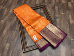 Load image into Gallery viewer, Classic Orange &amp; Wine Red Bridal Elegance Kanchipuram Handloom Silk Saree SS26698

