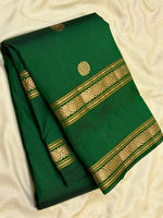 Load image into Gallery viewer, Classic Forest Green 1gm Zari Double Border Elegance Kanchipuram Handloom Silk Saree SS28602
