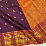 Load image into Gallery viewer, Classic Plum &amp; Burnt Orange Elegance Kanchipuram Handloom Silk Saree SS27377
