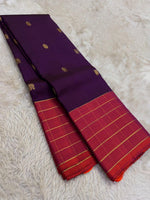 Load image into Gallery viewer, Classic Violet &amp; Brick Rose Elegance Kanchipuram Handloom Silk Saree SS27634
