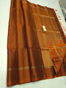 Classic  Dijon Mustard Elegance Plain Handloom Soft Silk Saree SS25474