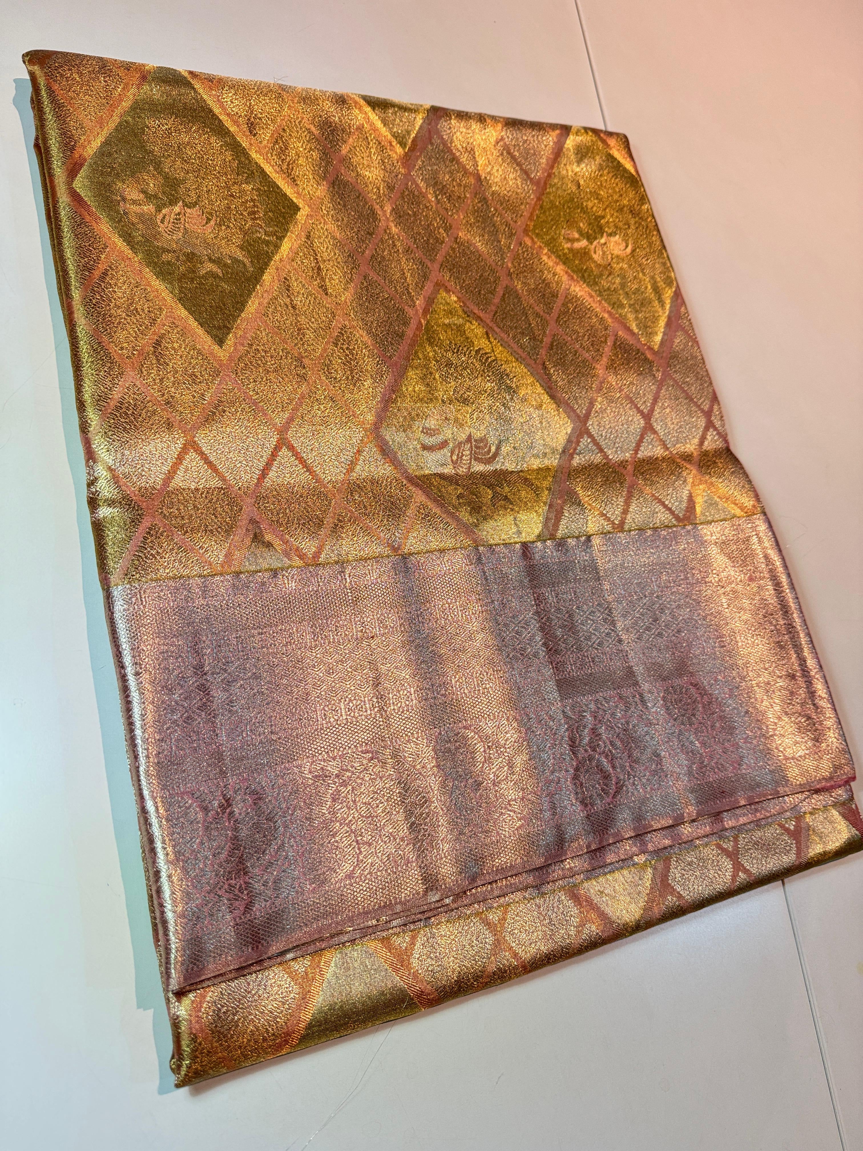 Classic Mauve Elegance Kanchipuram Tissue Handloom Silk Saree SS24512