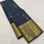 Load image into Gallery viewer, Classic Midnight Blue 1gm Zari Bridal Elegance Kanchipuram Handloom Silk Saree SS26496
