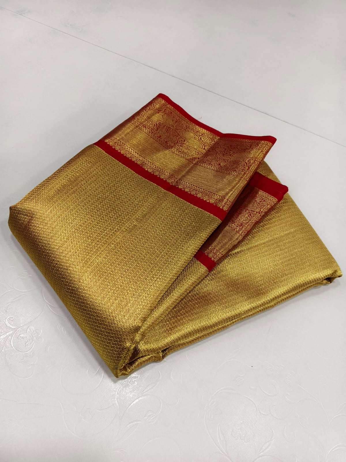 Classic Antique Gold 2gm Zari Bridal Elegance Kanchipuram Handloom Silk Saree SS20653