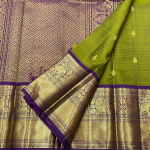 Classic Spring Green & Violet 1gm Vintage Kanchipuram Handloom Silk Saree SS26278