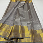 Load image into Gallery viewer, Classic Pastel Grey Korvai Zari 1gm Zari Bridal Elegance Kanchipuram Handloom Silk Saree SS26059
