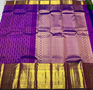 Classic Purple & Green 2gm Zari Bridal Elegance Kanchipuram Handloom Silk Saree SS25569
