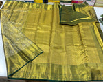 Load image into Gallery viewer, Classic Shimmer Gold &amp; Deep Green Brocade Tissue Bridal Elegance Kanchipuram Handloom Silk Saree SS27274
