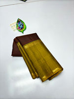 Load image into Gallery viewer, Classic Coffee Brown &amp; Mustard Gold Elegance Kanchipuram Handloom Silk Saree SS23746
