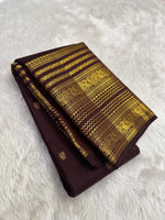 Load image into Gallery viewer, Classic Espresso Bridal Elegance Kanchipuram Handloom Silk Saree SS26960
