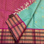 Load image into Gallery viewer, Classic Sea Green &amp; Ruby Pink 1gm Zari Elegance Kanchipuram Handloom Silk Saree SS25275
