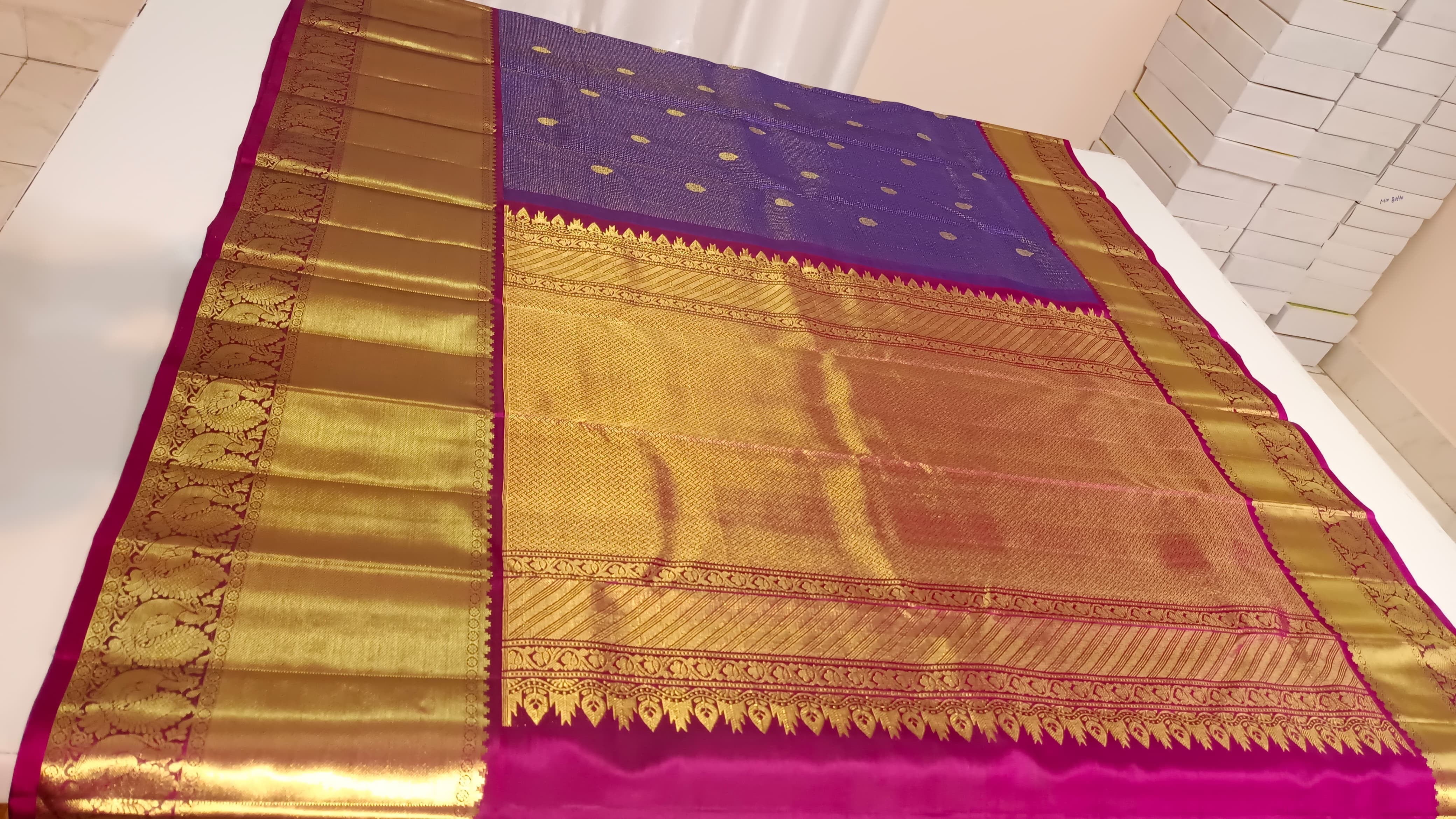 Classic Lavender & Wine Red Elegance Kanchipuram Handloom Silk Saree SS23696