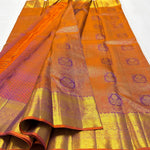 Load image into Gallery viewer, Classic Sunset Orange 1gm Zari Bridal Elegance Kanchipuram Handloom Silk Saree SS27621
