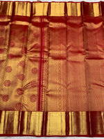 Load image into Gallery viewer, Classic Crimson Red 2gm Zari Bridal Elegance Kanchipuram Handloom Silk Saree SS28326
