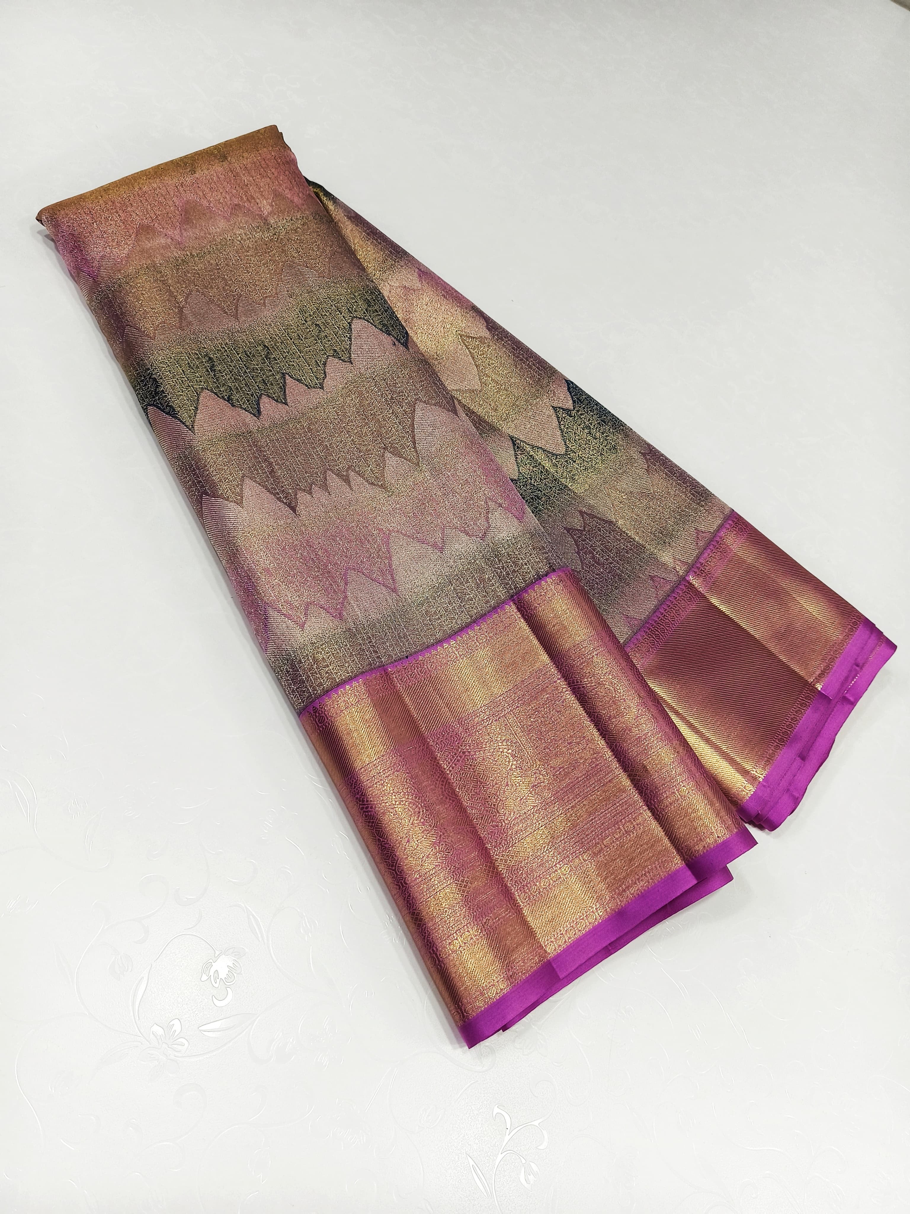 Classic Pastel Pink Antique 2gm Zari Bridal Elegance Kanchipuram Handloom Silk Saree SS24625