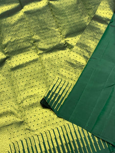 Classic Gold & Green Temple 2gm Zari Kanchipuram Handloom Silk Saree SS25979