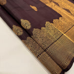 Load image into Gallery viewer, Classic Coffee Brown 2gm Zari Korvai Bridal Elegance Kanchipuram Handloom Silk Saree SS24223
