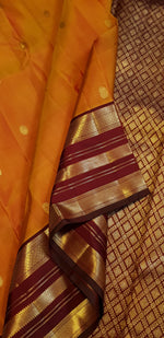 Load image into Gallery viewer, Classic Marmalade Orange &amp; Maroon 2gm Zari Elegance Kanchipuram Handloom Silk Saree SS28201
