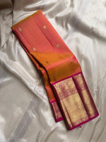 Load image into Gallery viewer, Classic Orange &amp; Deep Pink Elegance Kanchipuram Handloom Silk Saree SS24841
