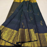 Load image into Gallery viewer, Classic Midnight Blue 1gm Zari Bridal Elegance Kanchipuram Handloom Silk Saree SS26496

