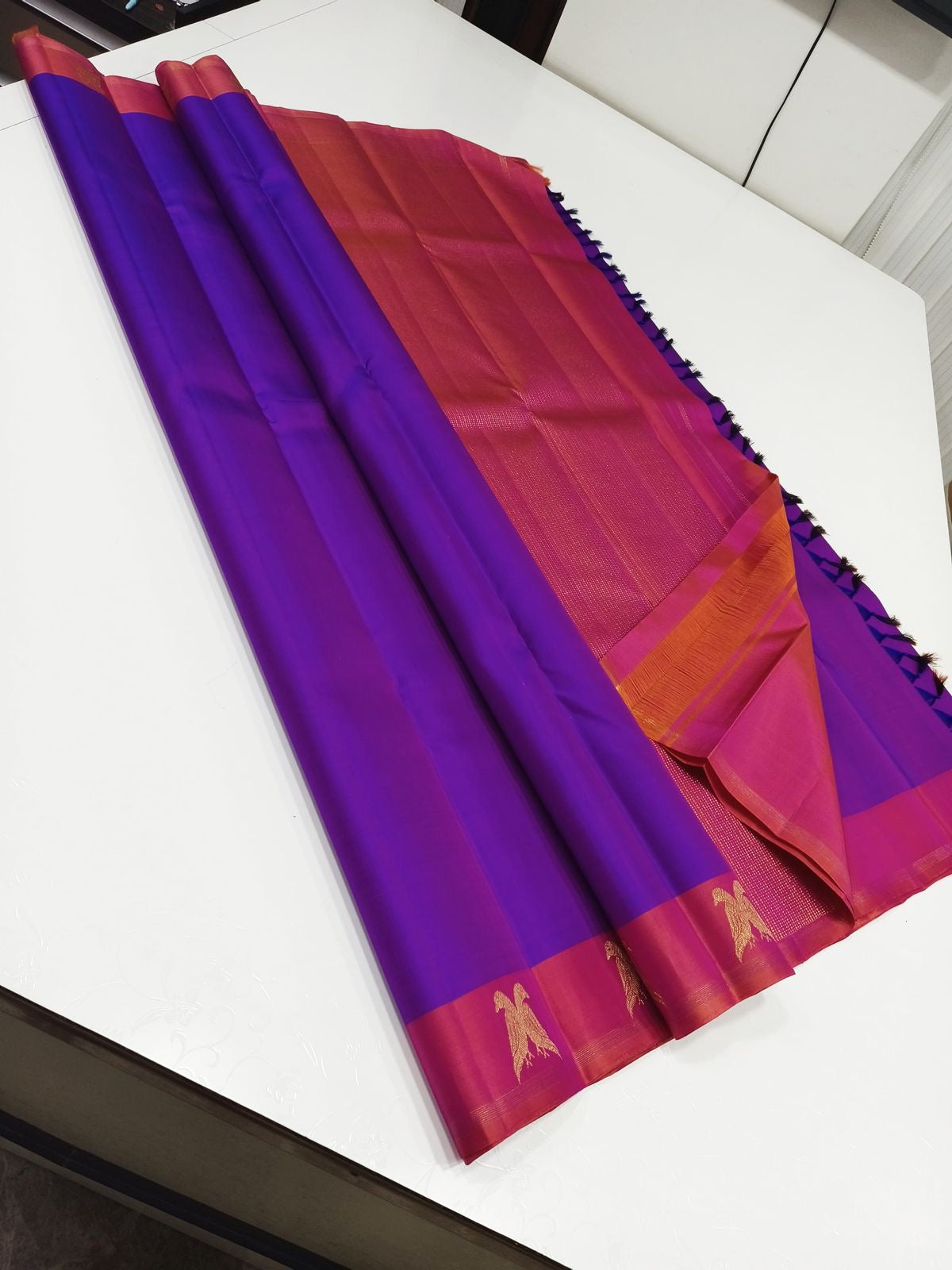 Classic Purple & Pink 2gm Zari Kanchipuram Handloom Silk Saree SS26228