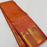 Load image into Gallery viewer, Classic Orange Pink Bridal 1gm Zari Elegance Kanchipuram Handloom Silk Saree SS23678
