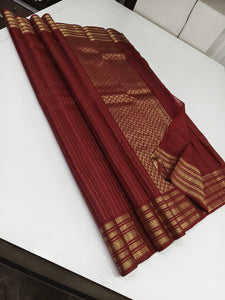 Classic Brick Orange Kanchipuram Handloom Silk Saree SS25679