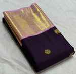 Load image into Gallery viewer, Classic Plum &amp; Lilac Pink 2gm Zari Elegance Kanchipuram Handloom Silk Saree SS24472
