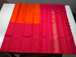 Load image into Gallery viewer, Classic Orange &amp; Ruby Pink Red 3gm Zari Elegance Kanchipuram Handloom Silk Saree SS27132
