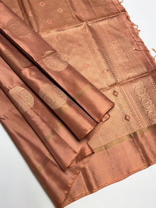 Classic Sunset Orange Elegance Handloom Soft Silk Saree SS25754