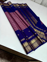 Load image into Gallery viewer, Classic Onion Pink &amp; Imperial Blue Elegance Kanchipuram Handloom Silk Saree SS28105
