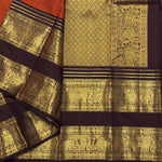 Load image into Gallery viewer, Classic Burnt Orange &amp; Dark Coffee Brown 2gm Zari Bridal Elegance Kanchipuram Handloom Silk Saree SS27263
