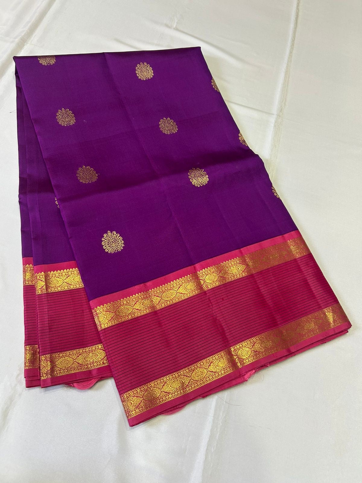 Classic Vadamalli & Berry Pink 2gm Zari Kanchipuram Handloom Silk Saree SS25951