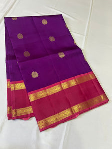 Classic Vadamalli & Berry Pink 2gm Zari Kanchipuram Handloom Silk Saree SS25951