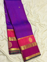 Load image into Gallery viewer, Classic Vadamalli &amp; Deep Pink Oosi Checks 2gm Zari Elegance Kanchipuram Handloom Silk Saree SS27202
