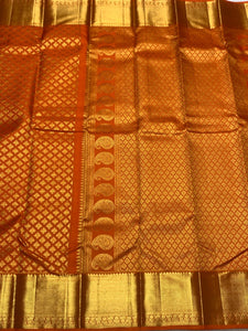 Classic Orange 2gm Zari Bridal Elegance Kanchipuram Handloom Silk Saree SS25817