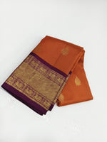 Load image into Gallery viewer, Classic Burnt Orange &amp; Berry Plum 2gm Zari Elegance Kanchipuram Handloom Silk Saree SS24813
