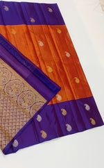 Load image into Gallery viewer, Classic Rust Orange &amp; Purple Elegance Kanchipuram Handloom Silk Saree SS27905
