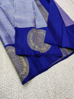 Load image into Gallery viewer, Classic Cornflower Blue &amp; Royal Blue Contrast Turning Border Elegance Kanchipuram Handloom Silk Saree SS25350
