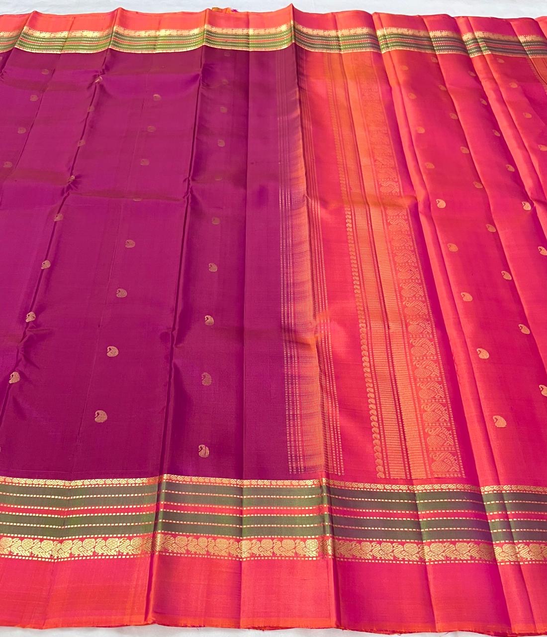 Classic Wine Red 2gm Zari Elegance Kanchipuram Handloom Silk Saree SS24220