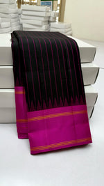 Load image into Gallery viewer, Classic Black &amp; Deep Pink Elegance Kanchipuram Handloom Silk Saree SS25312

