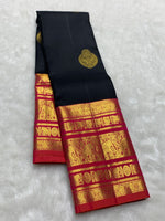 Load image into Gallery viewer, Classic Charcoal Black &amp; Brick Reddish Pink 2gm Zari Kanchipuram Handloom Silk Saree SS25825
