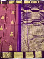 Load image into Gallery viewer, Classic Dusky Plum &amp; Violet 2gm Zari Kanchipuram Handloom Silk Saree SS25821
