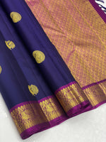 Load image into Gallery viewer, Classic Steel Blue &amp; Fuchsia Pink 2gm Zari Elegance Kanchipuram Handloom Silk Saree SS23753
